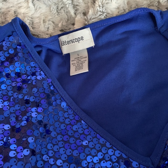 Layered blue sequin blouse - Picture 5 of 7